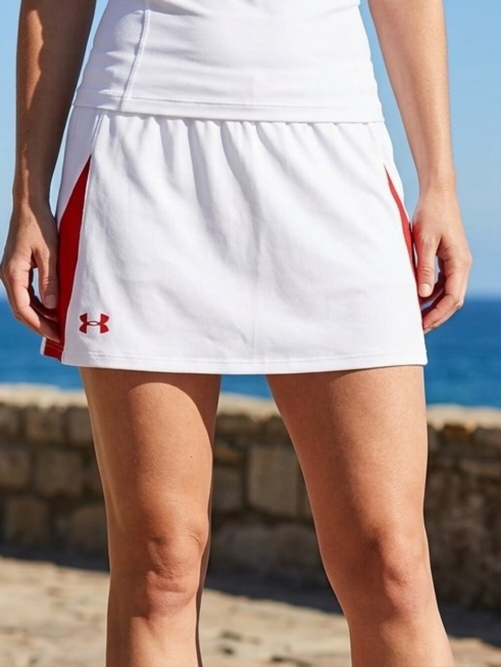 Under Armour Athletic Skirt Small Red White Tennis Golf Running Activewear Luxe